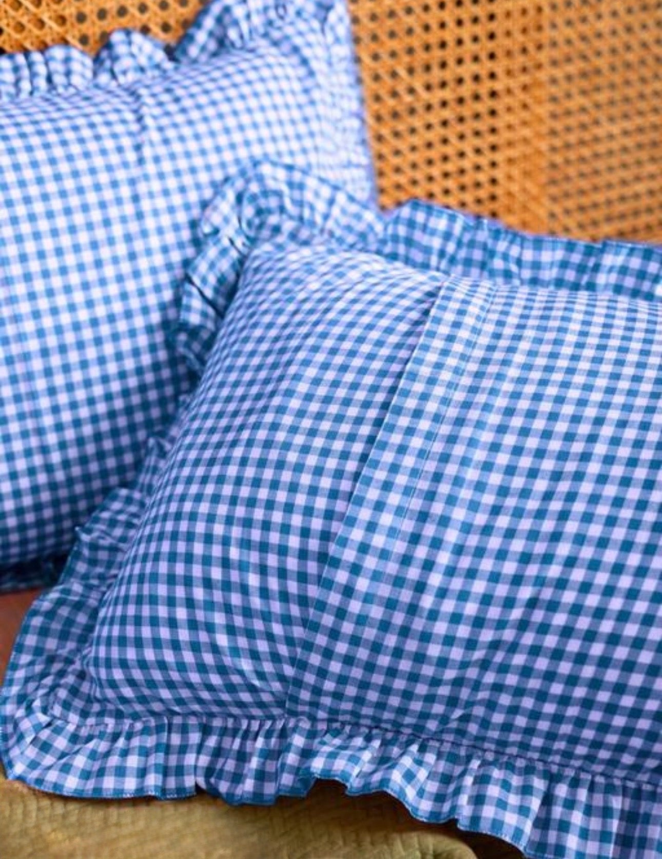 Elegant Blue Plaid Pillow Covers - Set of 2 (Size - 27x17”)
