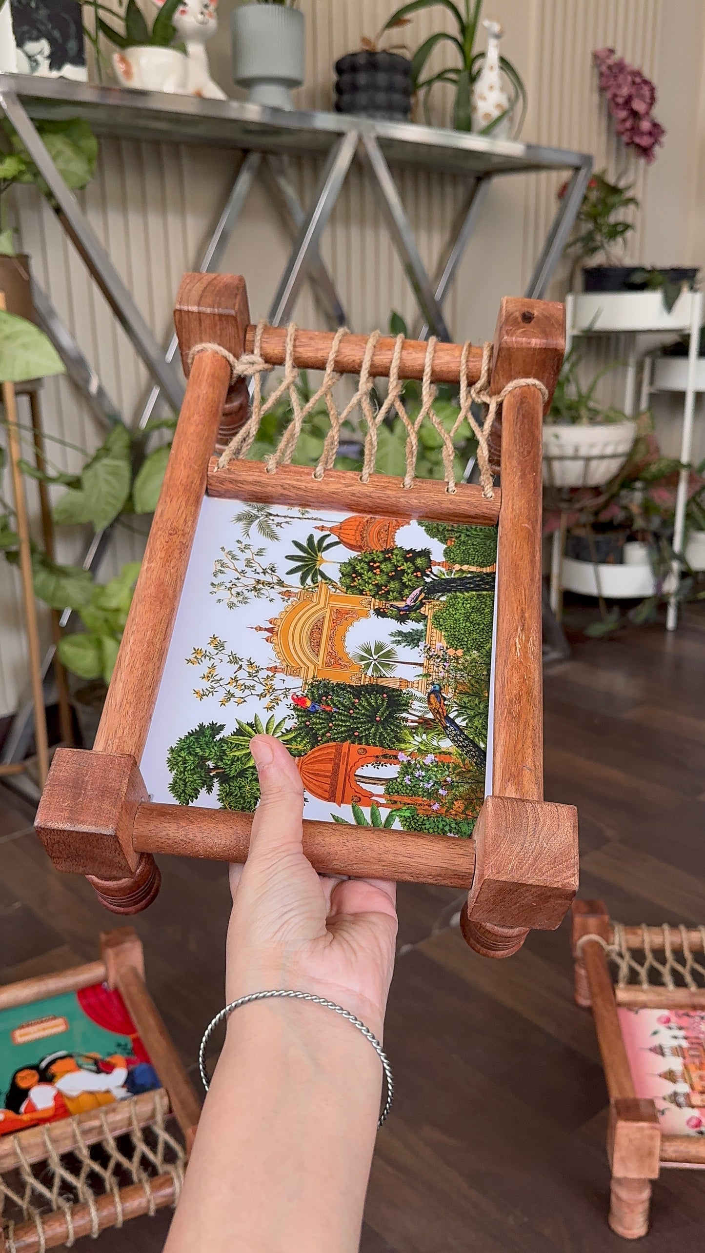 Heritage Print Wooden Khatiya Tray/ Khaat Tray / Khaat Platter / Khatiya Platter / Cot Tray