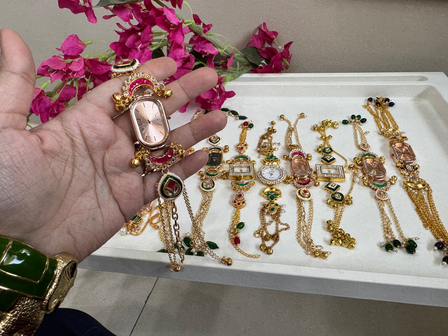 Trending Viral Kundan Ghungroo Kashmiri Watch/Bracelet