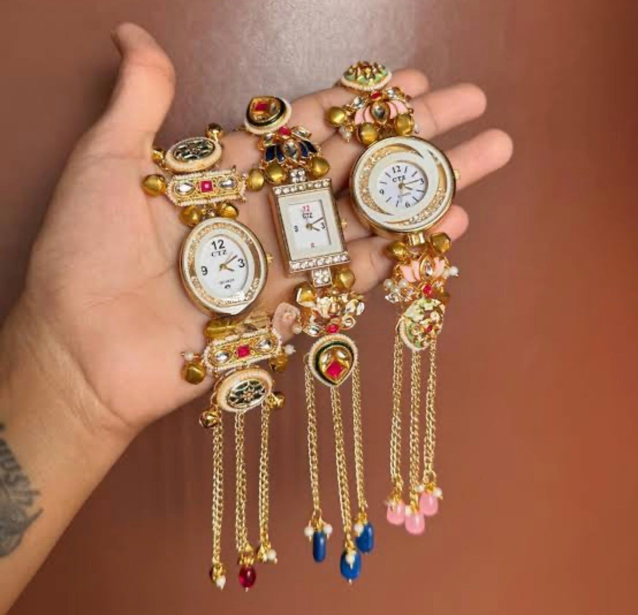 Trending Viral Kundan Ghungroo Kashmiri Watch/Bracelet