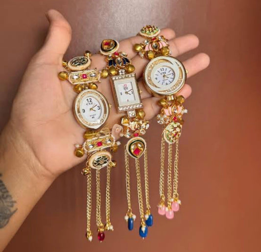 Trending Viral Kundan Ghungroo Kashmiri Watch/Bracelet