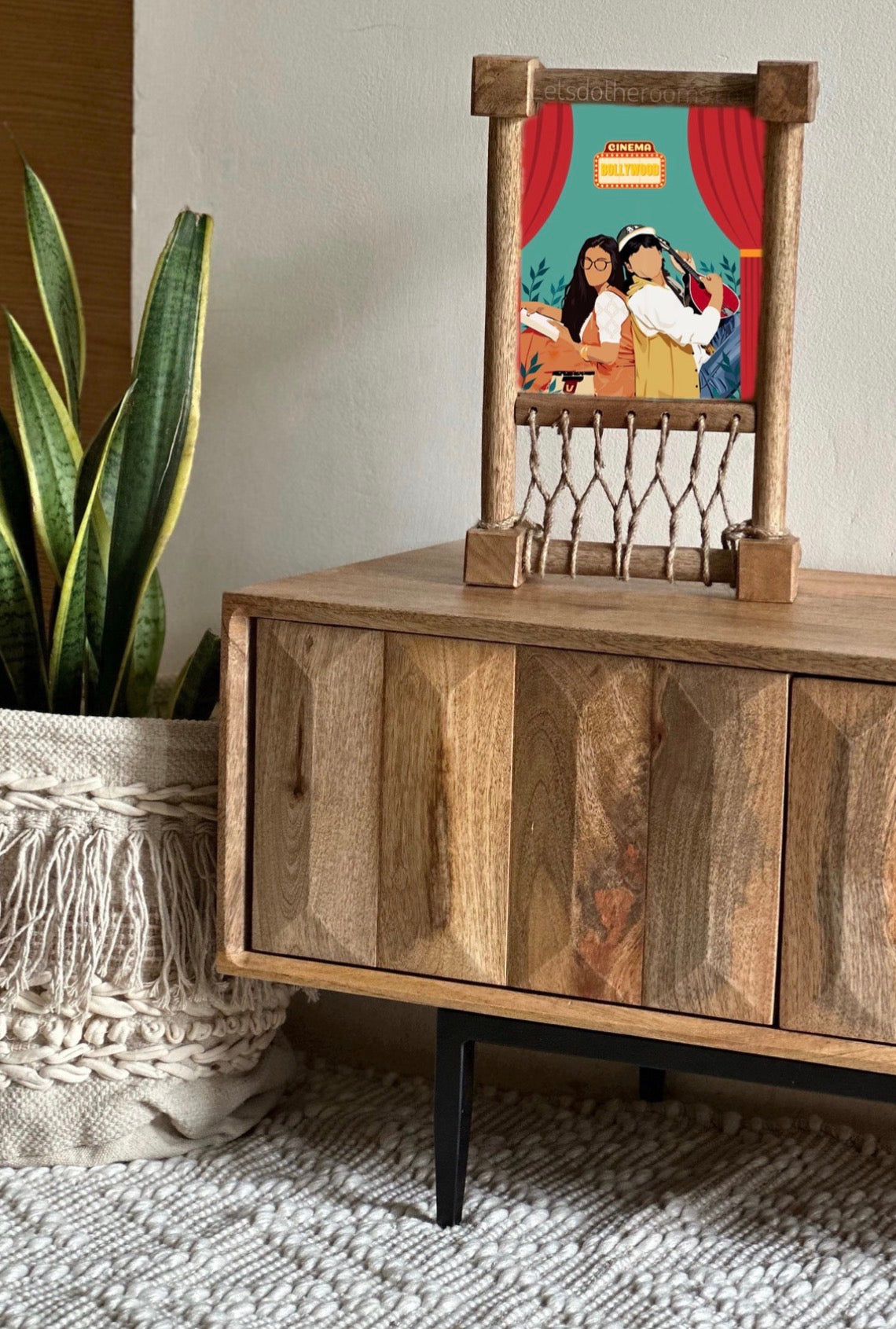 Aesthetic “DDLJ” Print Wooden Khatiya Tray/ Khaat Tray / Khaat Platter / Khatiya Platter / Cot Tray