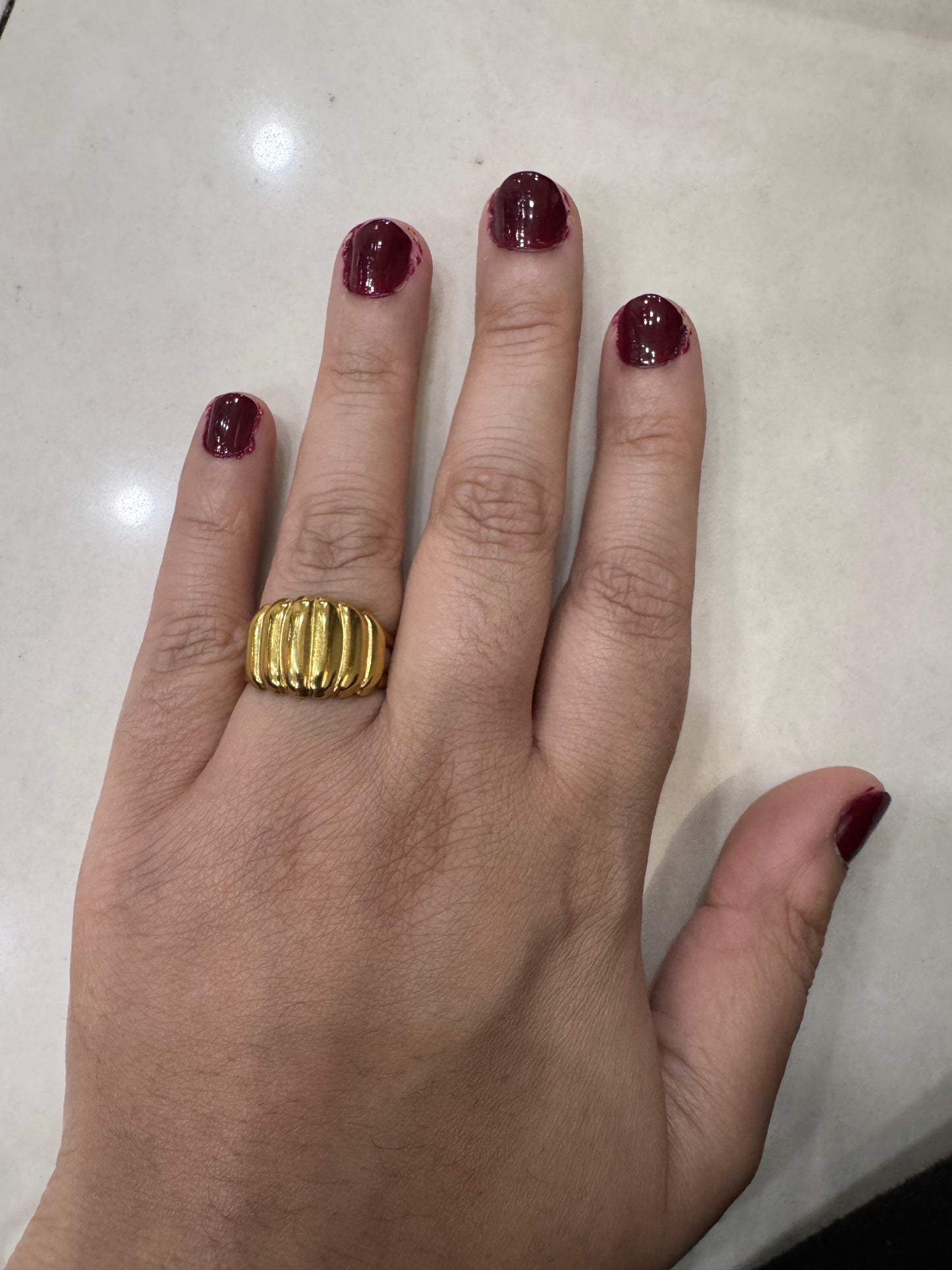 Gold Plated Twisted Dome Ring