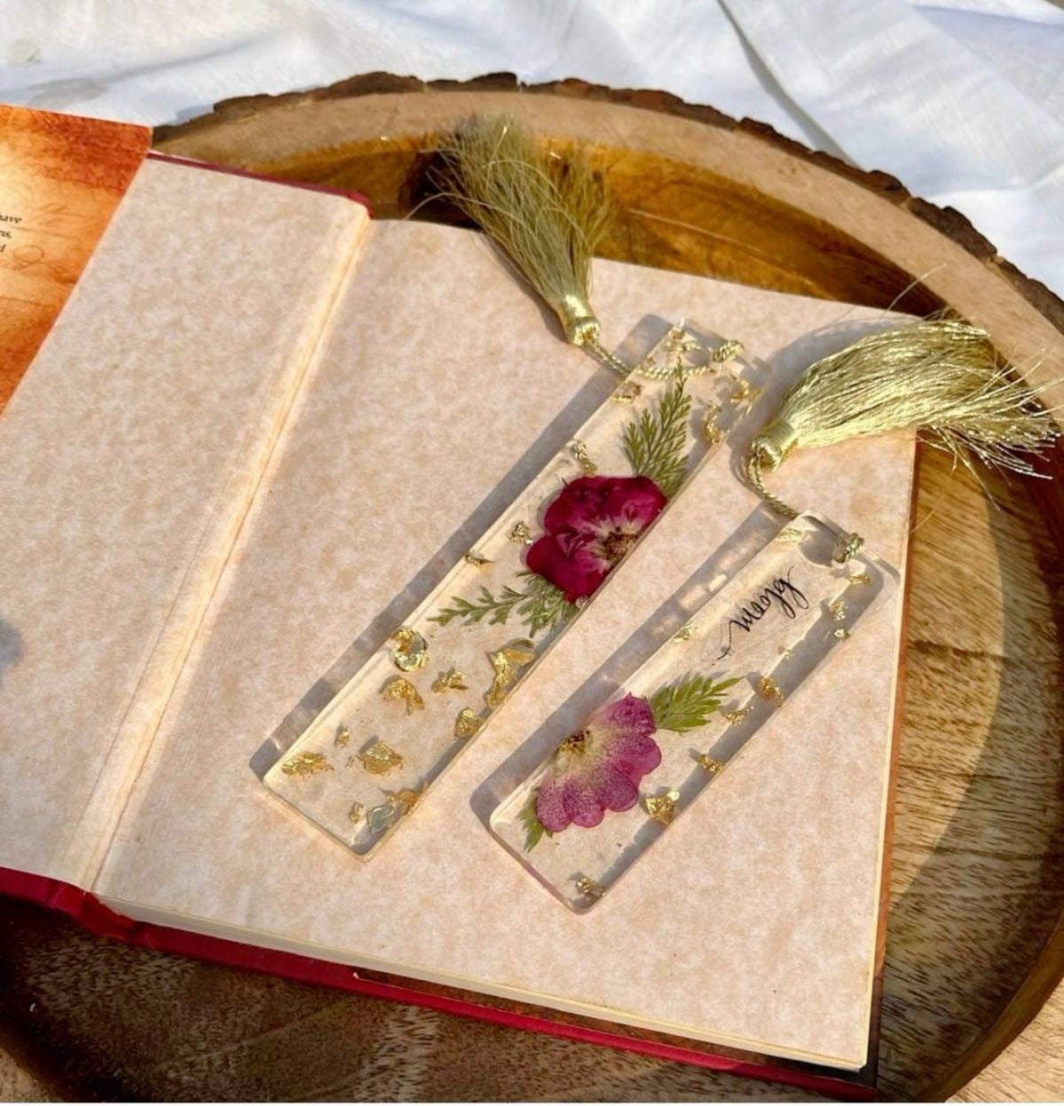 Bookmark with Real Rose Petals