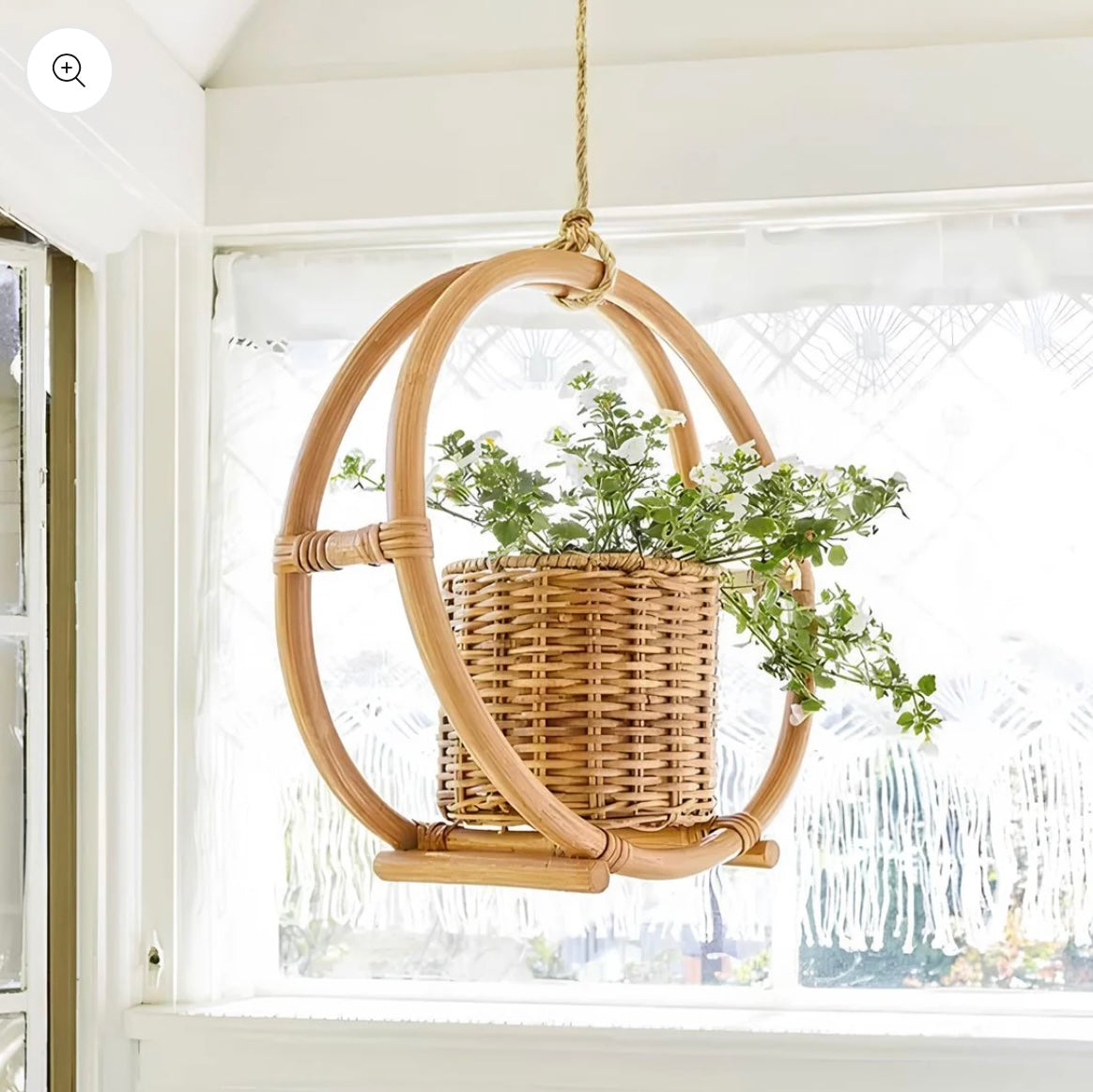 Bamboo Rattan Hanging Planter