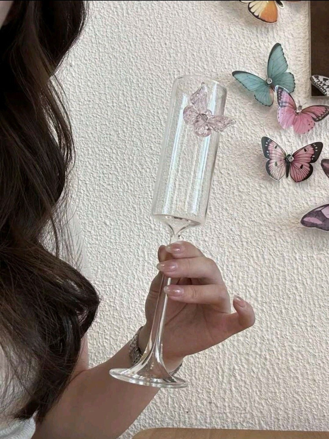 Exquisite 3D Pink Butterfly Champagne Glass (Contains 2 Glasses)