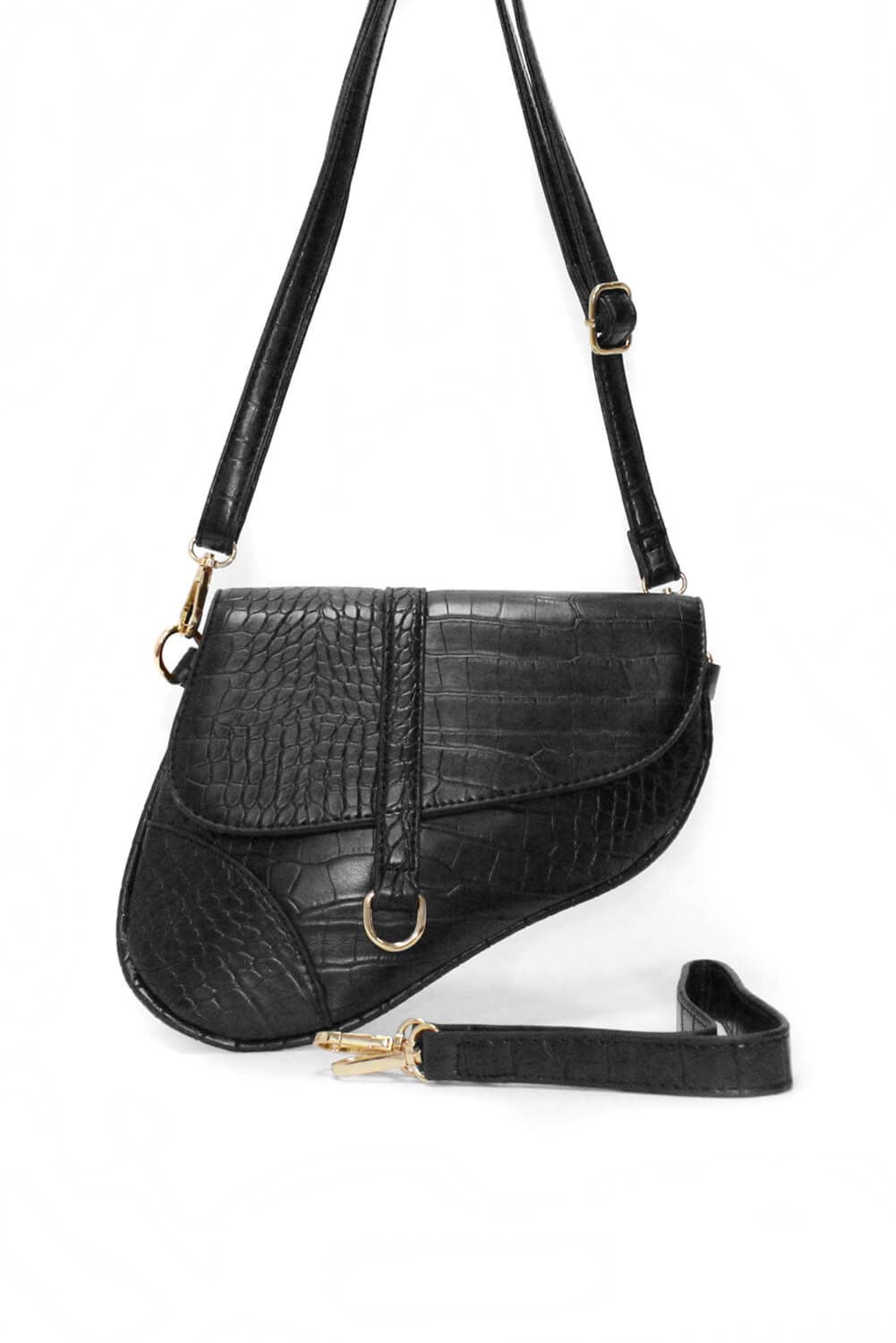 Premium Designer Black Saddle Bag