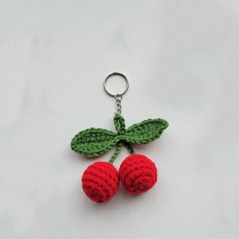 Handmade Crochet Cherry Keychain