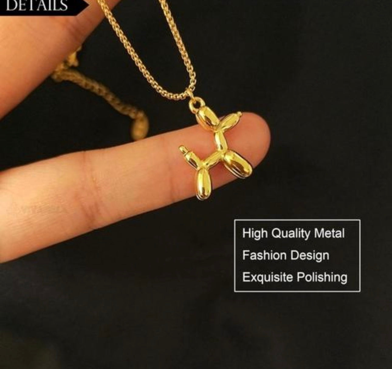 Minimalist Anti Tarnish Gold Plated Balloon Dog Pendant