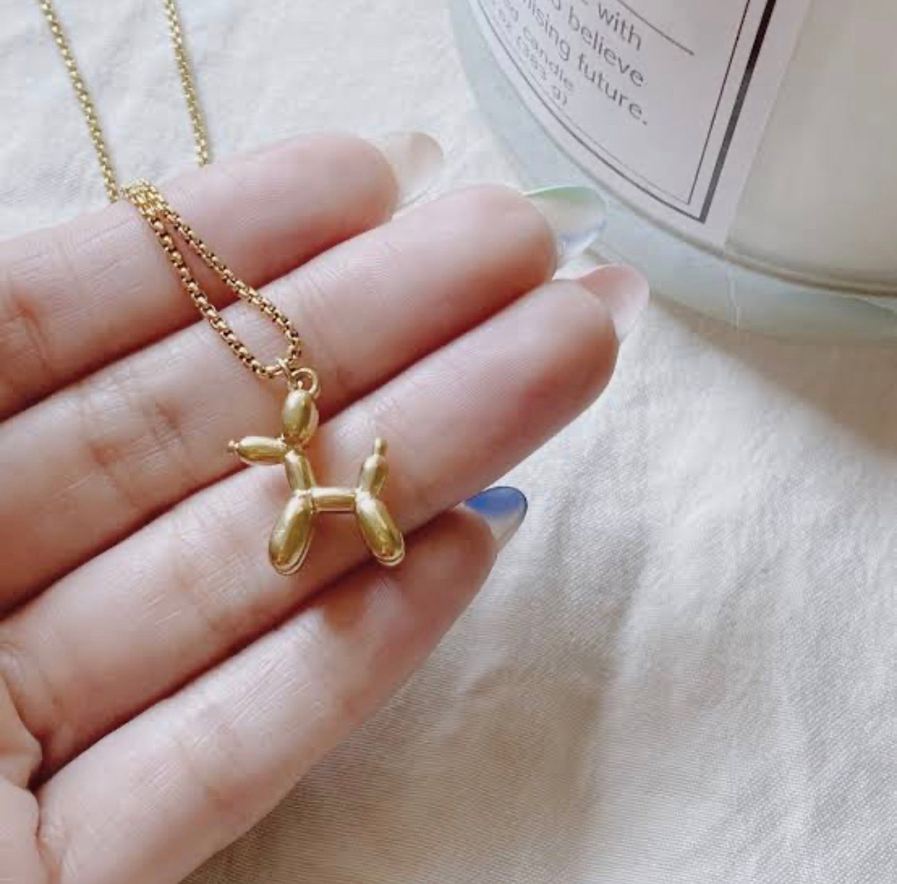 Minimalist Anti Tarnish Gold Plated Balloon Dog Pendant