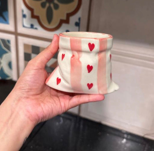 Cute Heart Print Couch Mug / Sack shape Mug