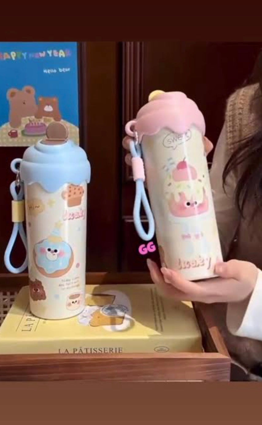 Cute Ice Cream Insulated Tumbler with Straw (600 ml)