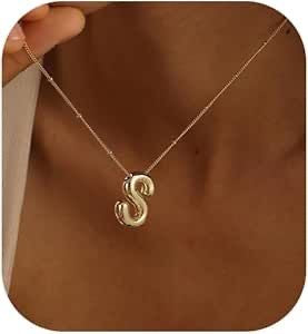 18k Gold Plated Balloon Letter Initial Alphabet Bubble Necklace