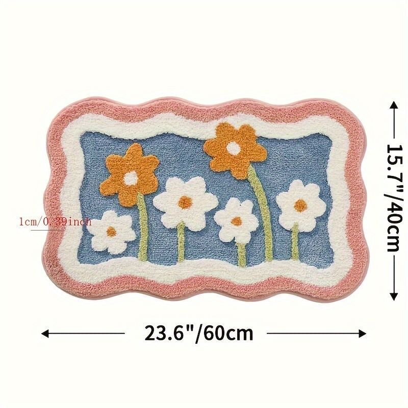 Flower Print Anti-Slip Fluffy Doormat