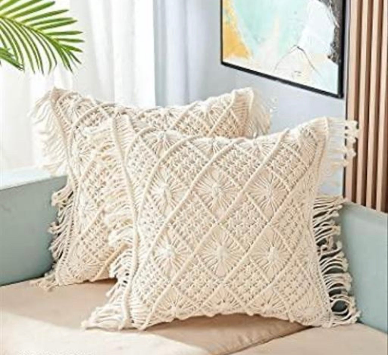 Macrame Boho Knitted Pillow Cover