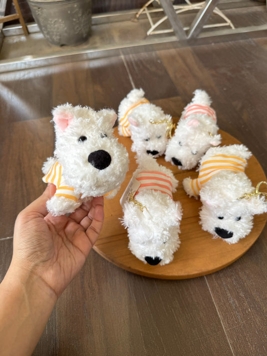 Cute White Scottish Terrier Dog Keychain/Bag Charm
