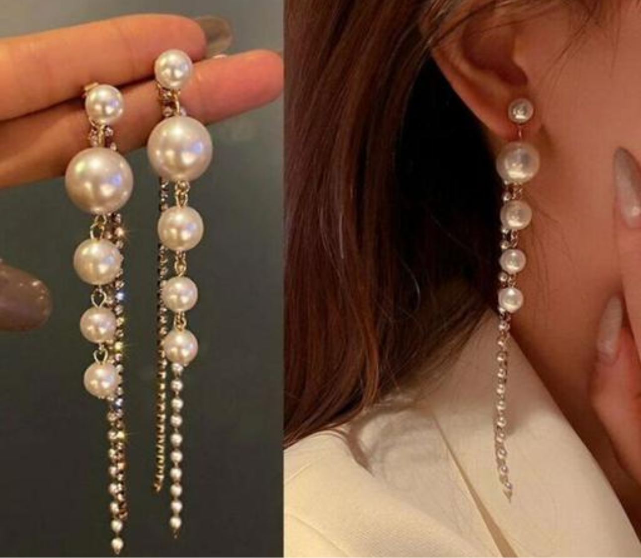 Crystal Pearl Drop Statement Earrings