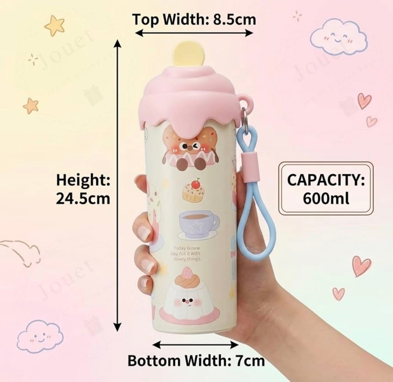 Cute Ice Cream Insulated Tumbler with Straw (600 ml)