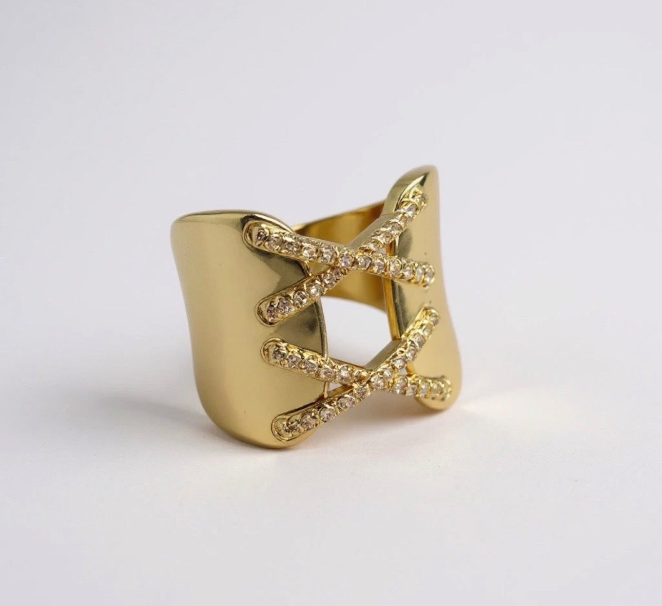 Elegant Gold Plated Corset Design Ring