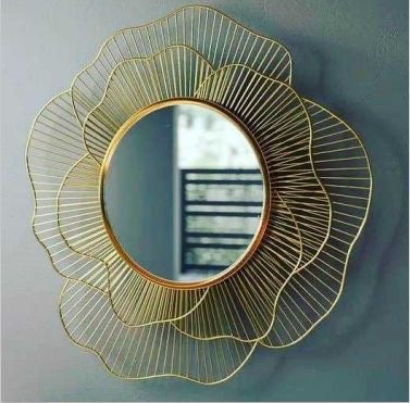 Gold Metal Flower Wall Art Mirror