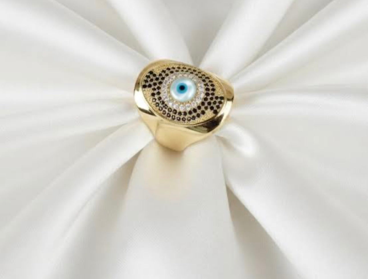 Gold Plated Metal Rhinestones Evil Eye Ring
