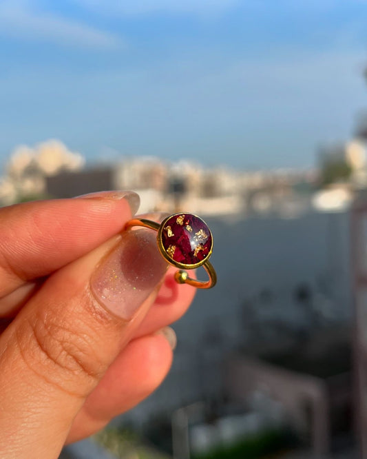 Ring with Real Rose Petals