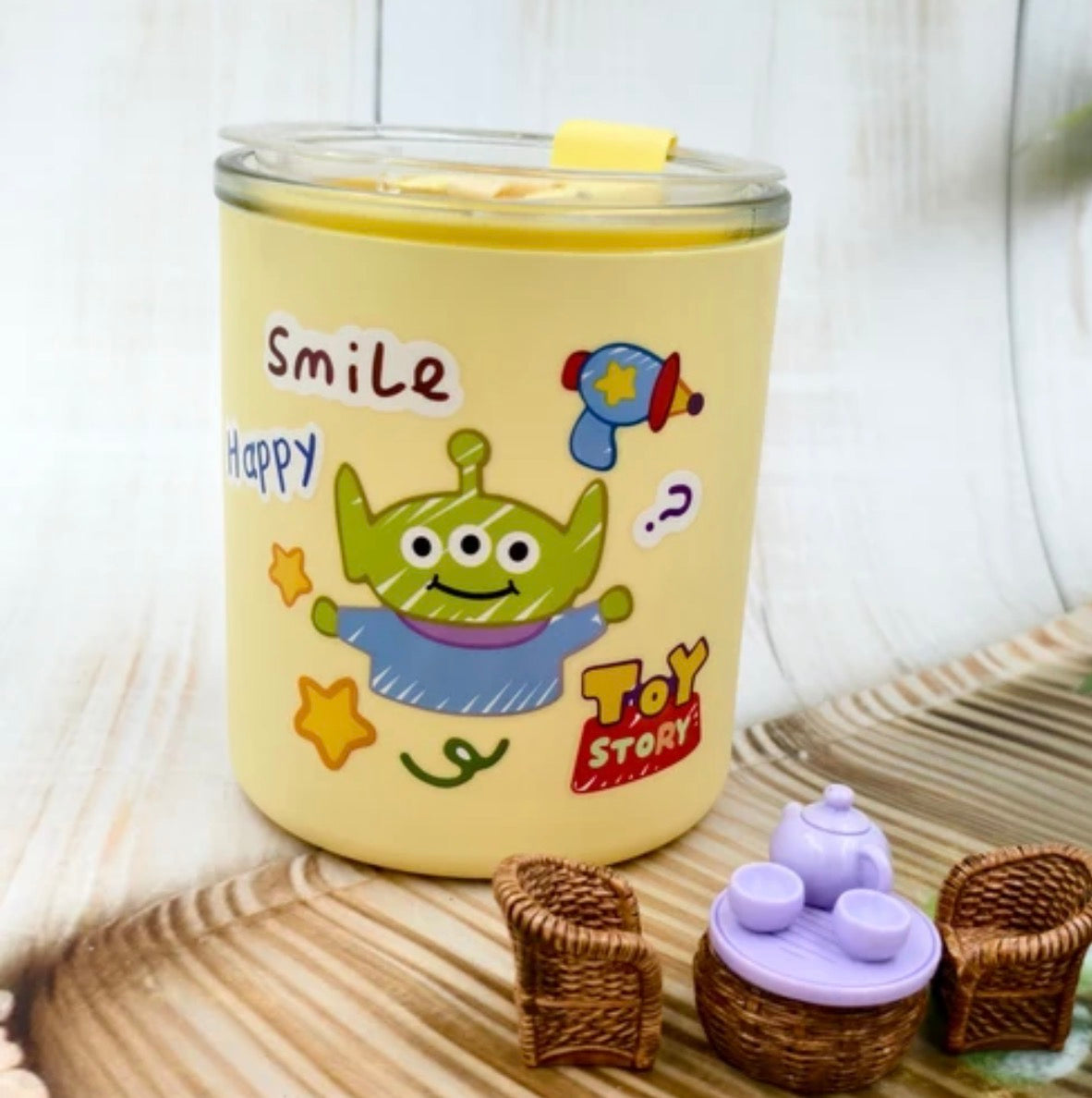 Toy Story Glass Tumbler with Lid & Glass Straw