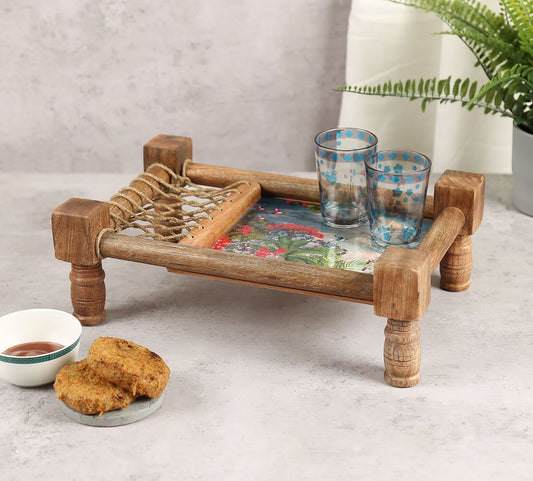Wooden Khatiya/Cot Platter cum Serving Tray