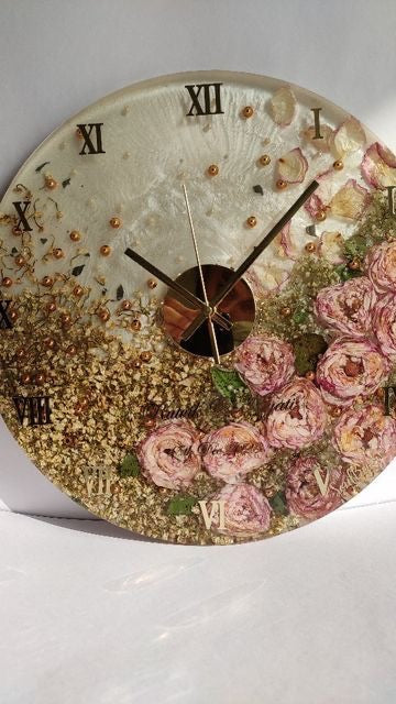 Personalised Real Flowers Preserved Wall Clock