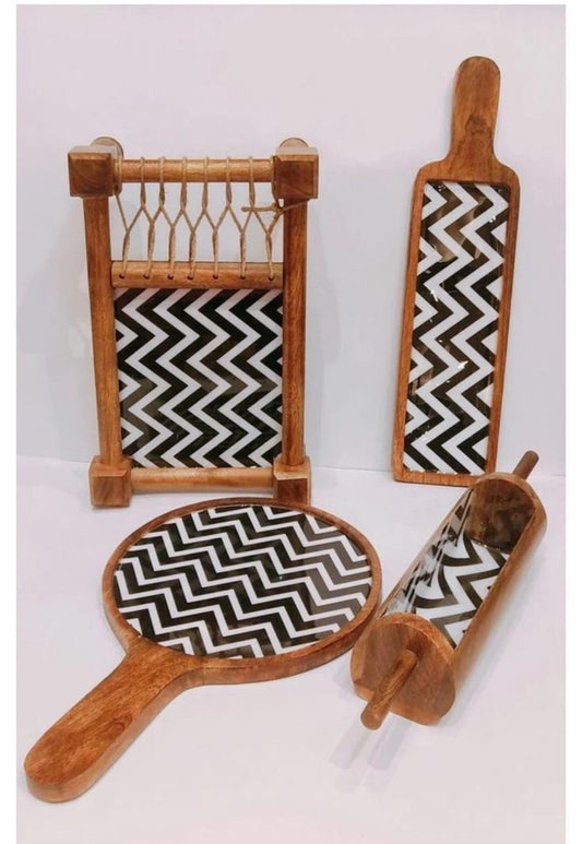 Exclusive Handmade Wooden Platters Gift Set of 4