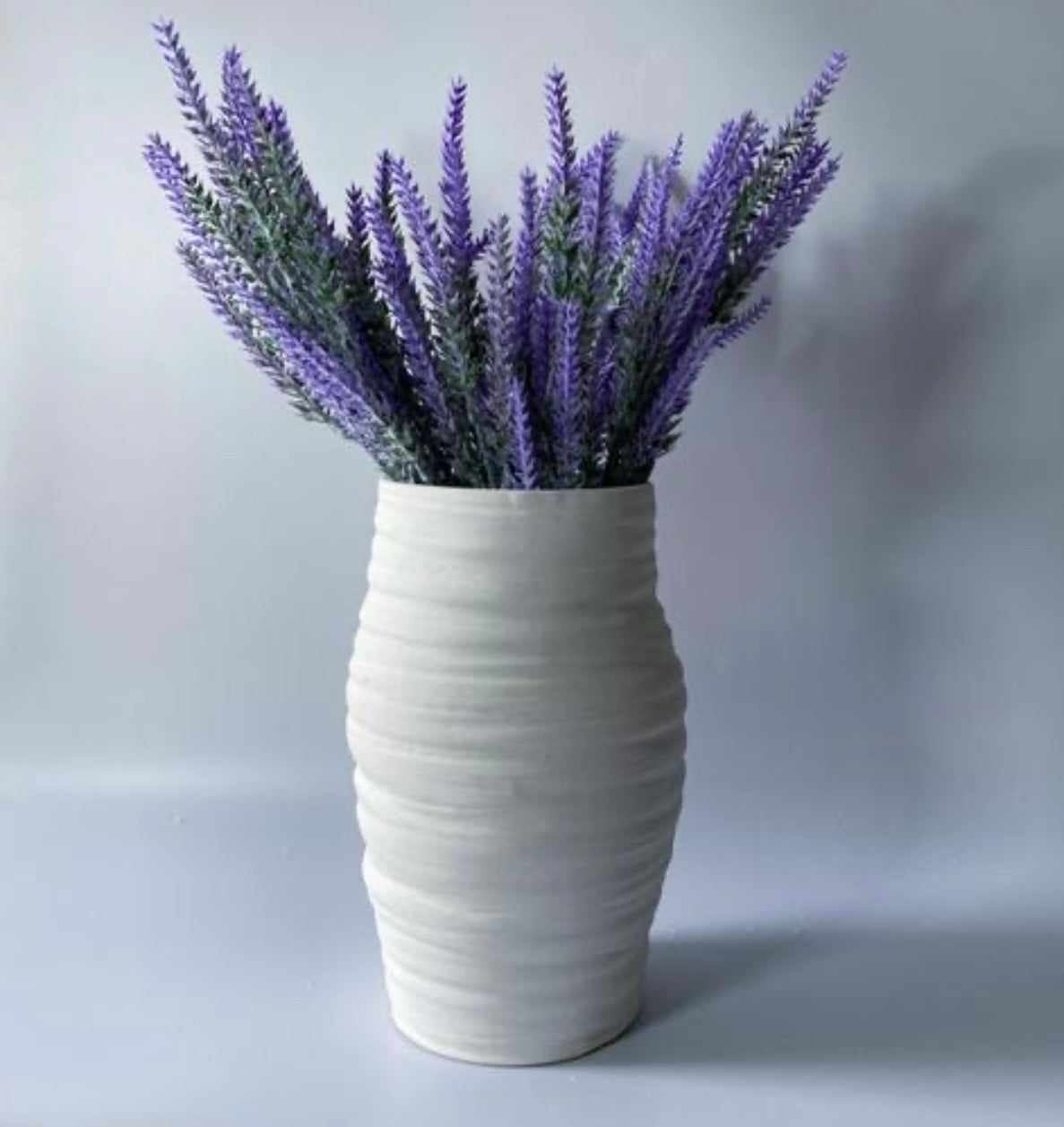 Decorative White Carved Pottery Textured Vase