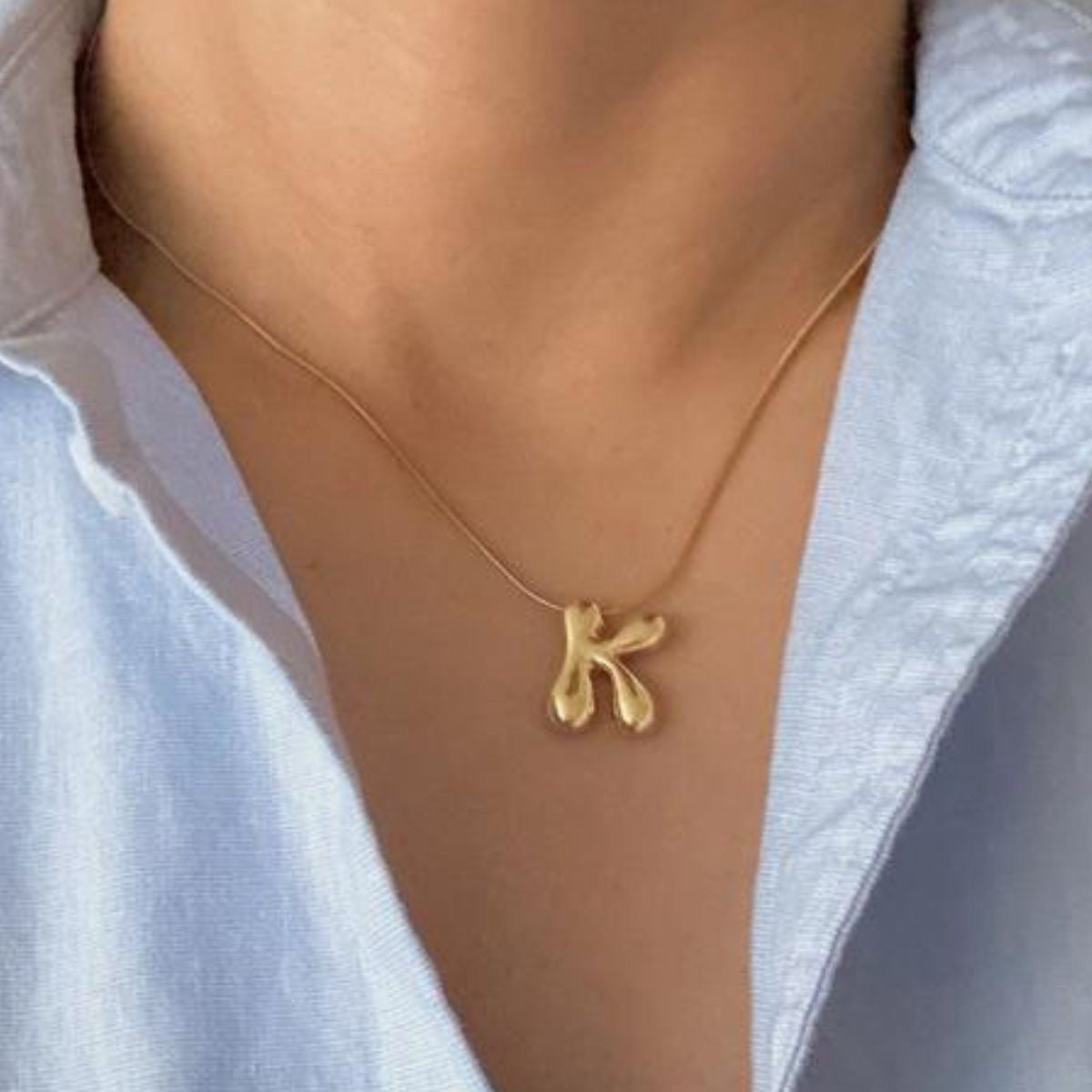 18k Gold Plated Balloon Letter Initial Alphabet Bubble Necklace