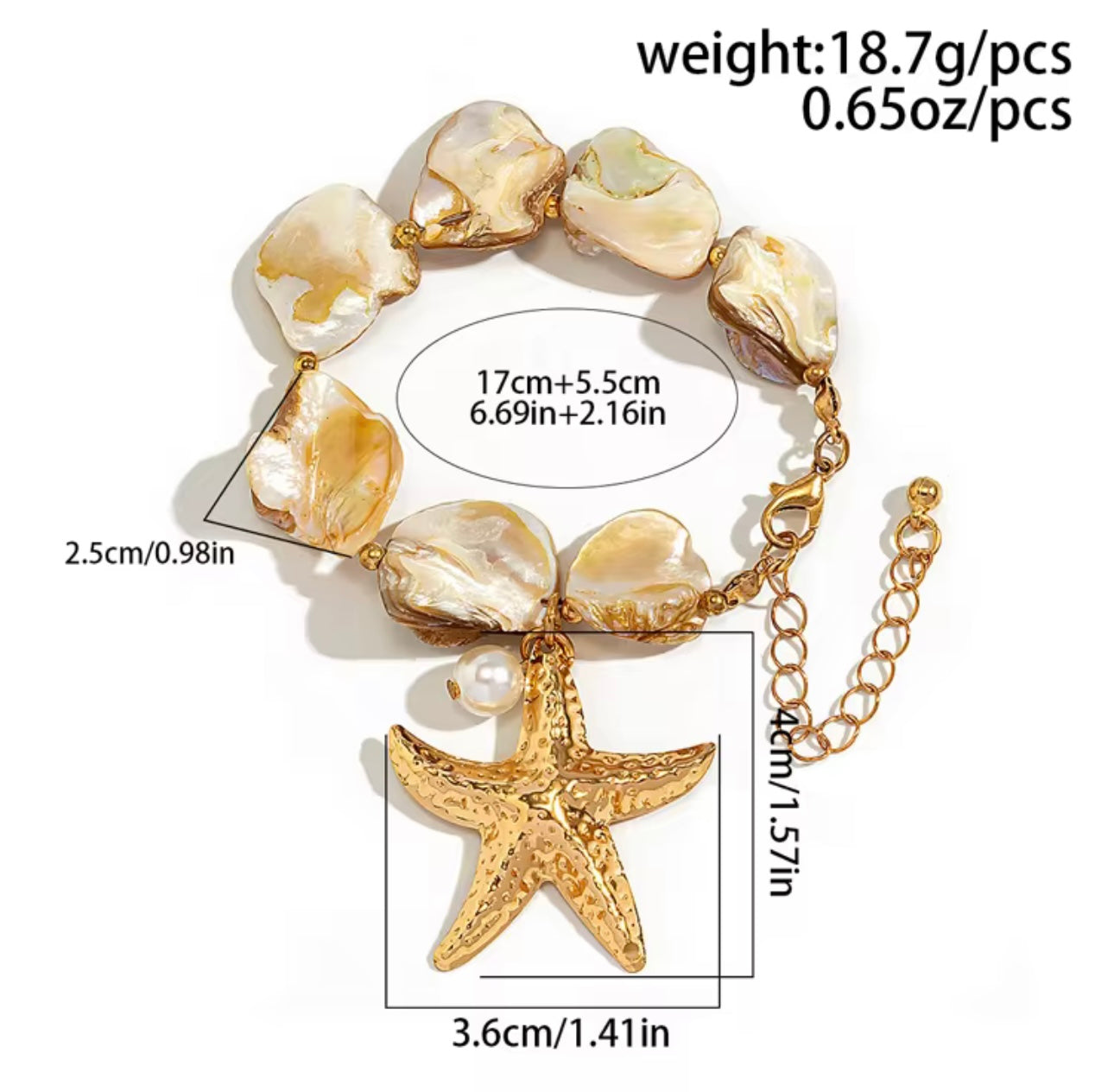 Bohemian Ocean Elements Starfish & Shells Design Necklace and Bracelet Combo