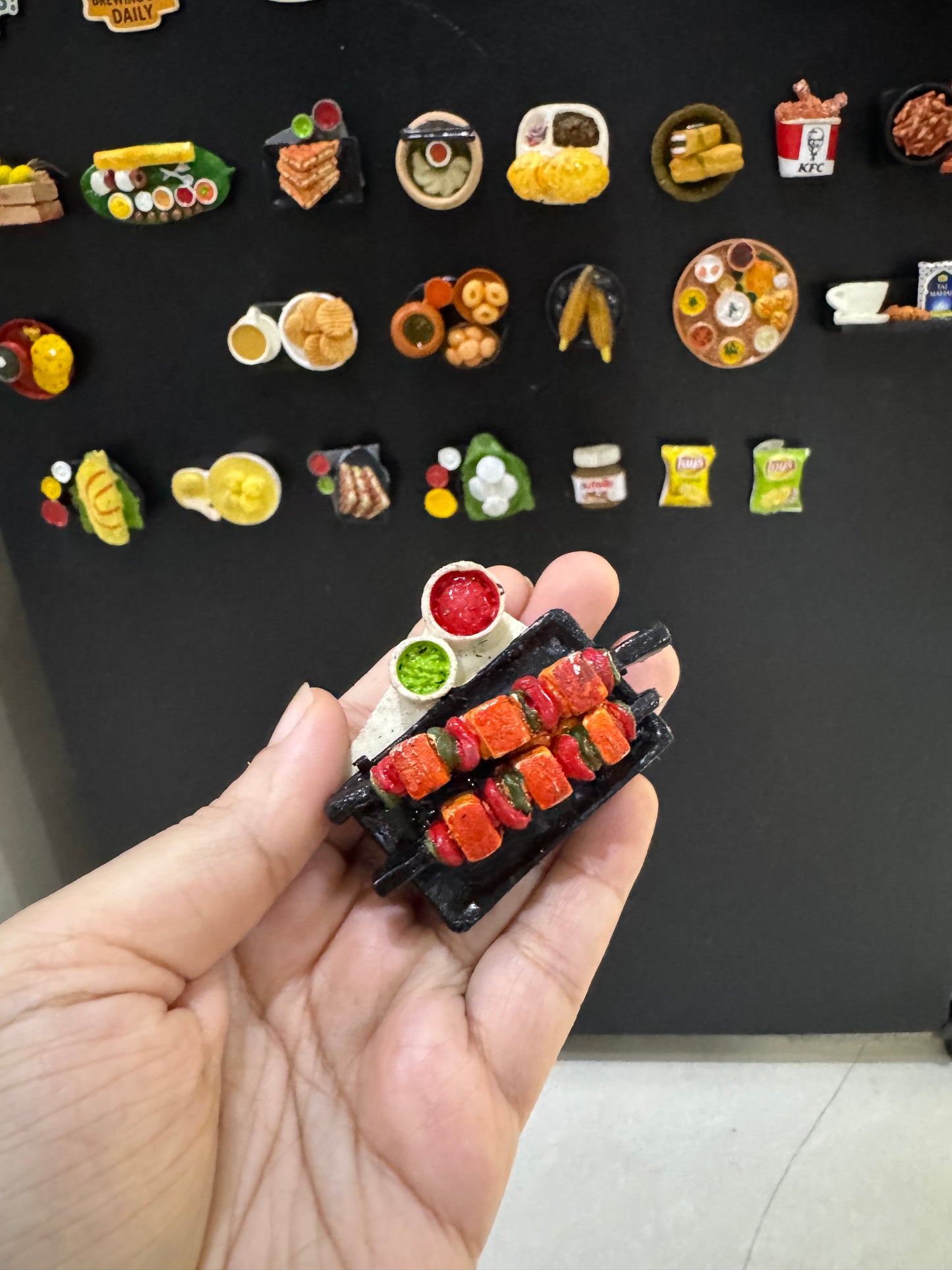 Barbecue Paneer Tikka Miniature Fridge Magnet
