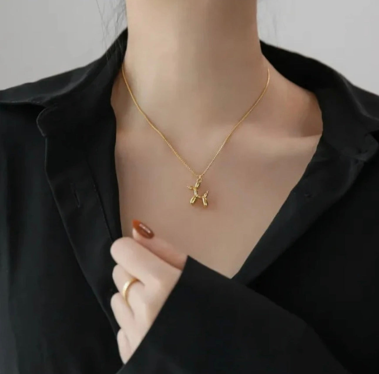 Minimalist Anti Tarnish Gold Plated Balloon Dog Pendant