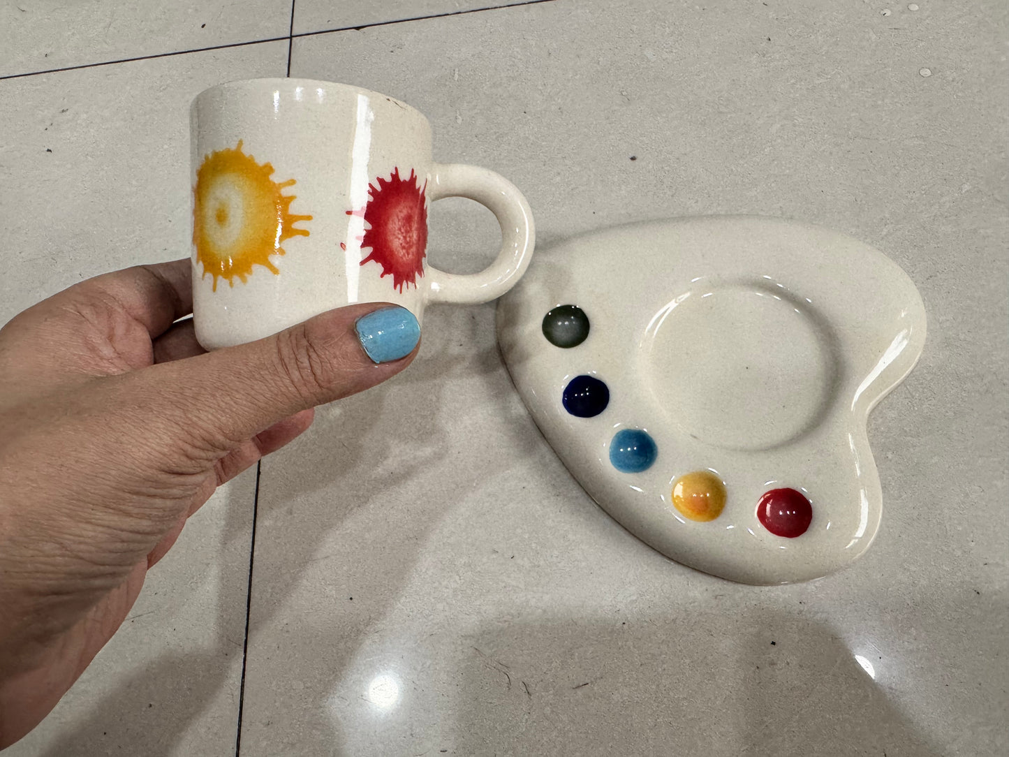 Watercolour Pattern Palette Cup & Saucer Set