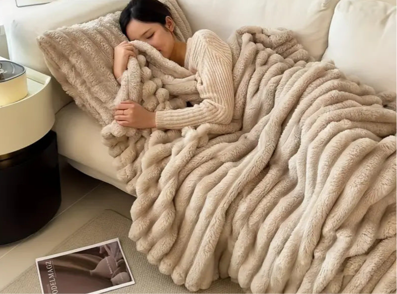 Luxury Plush Faux Rabbit Fur Blanket