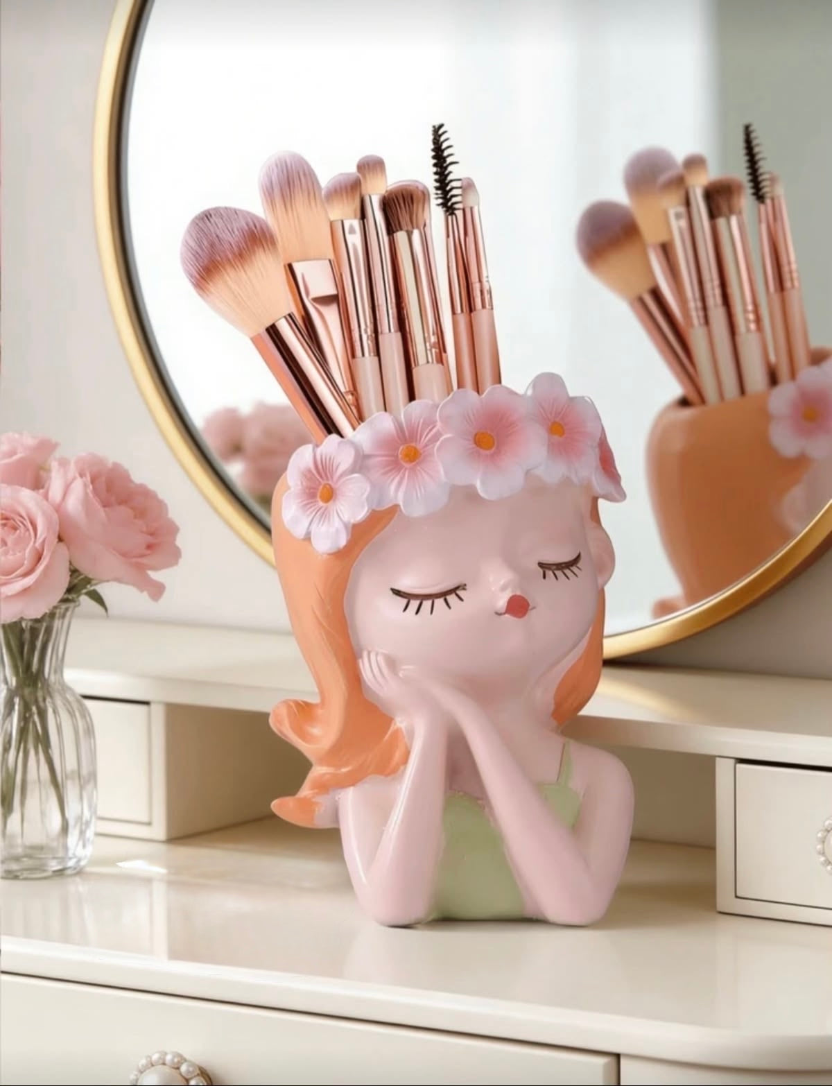 Cute Girl Fairies Planter / Multipurpose Brush Holder / Pencil Holder