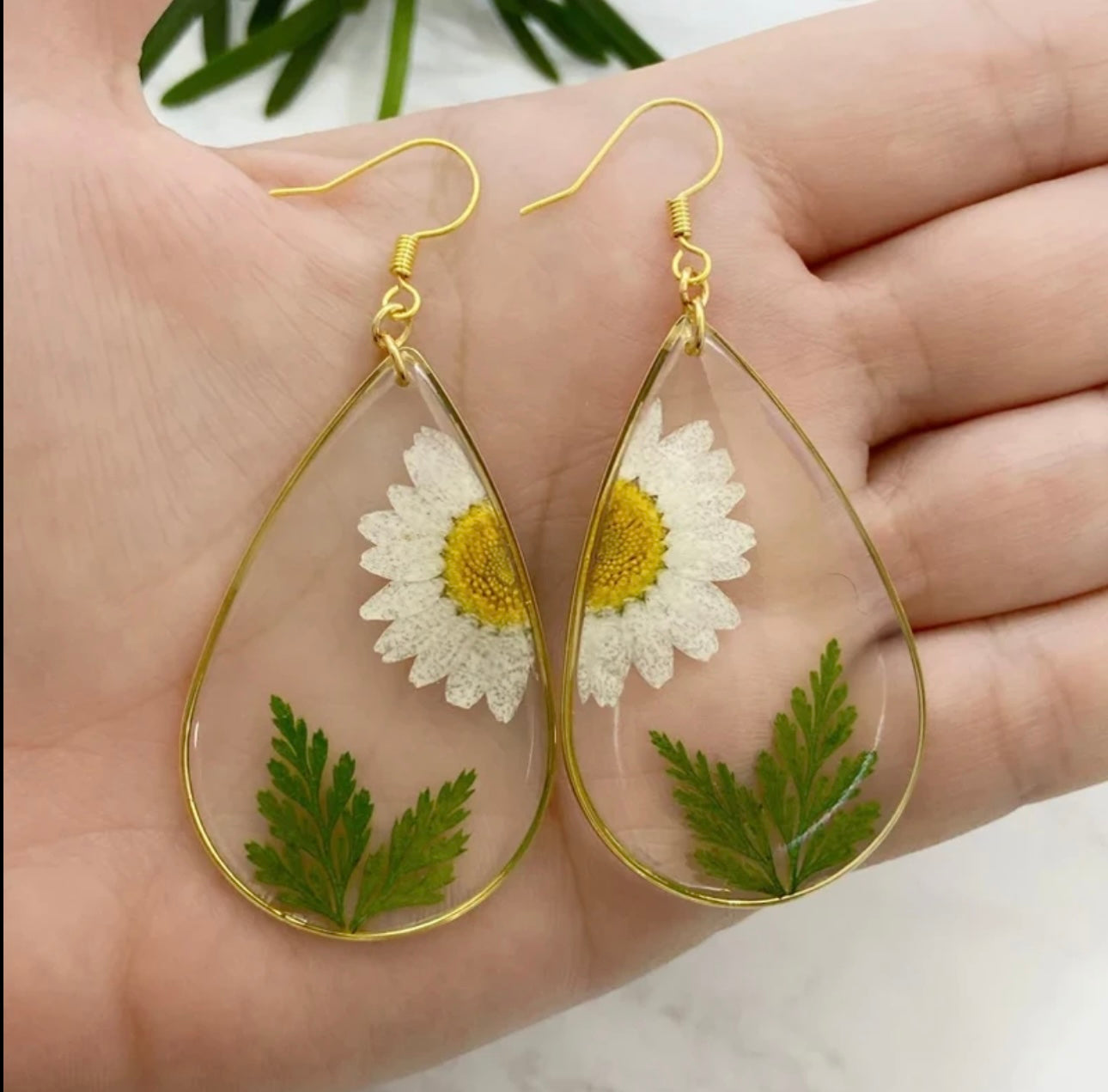 Earrings with Real Pressed Flowers