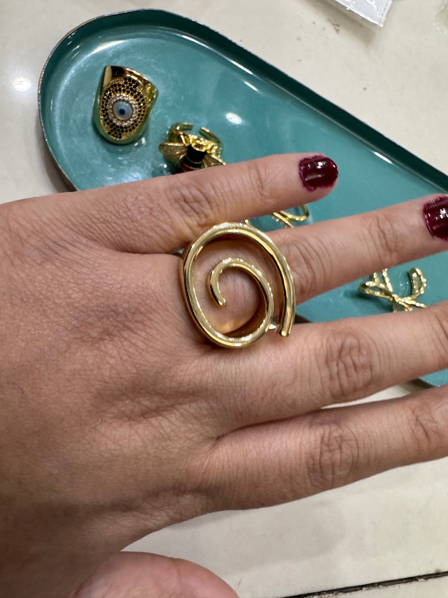 Gold Plated Statement Spiral Ring
