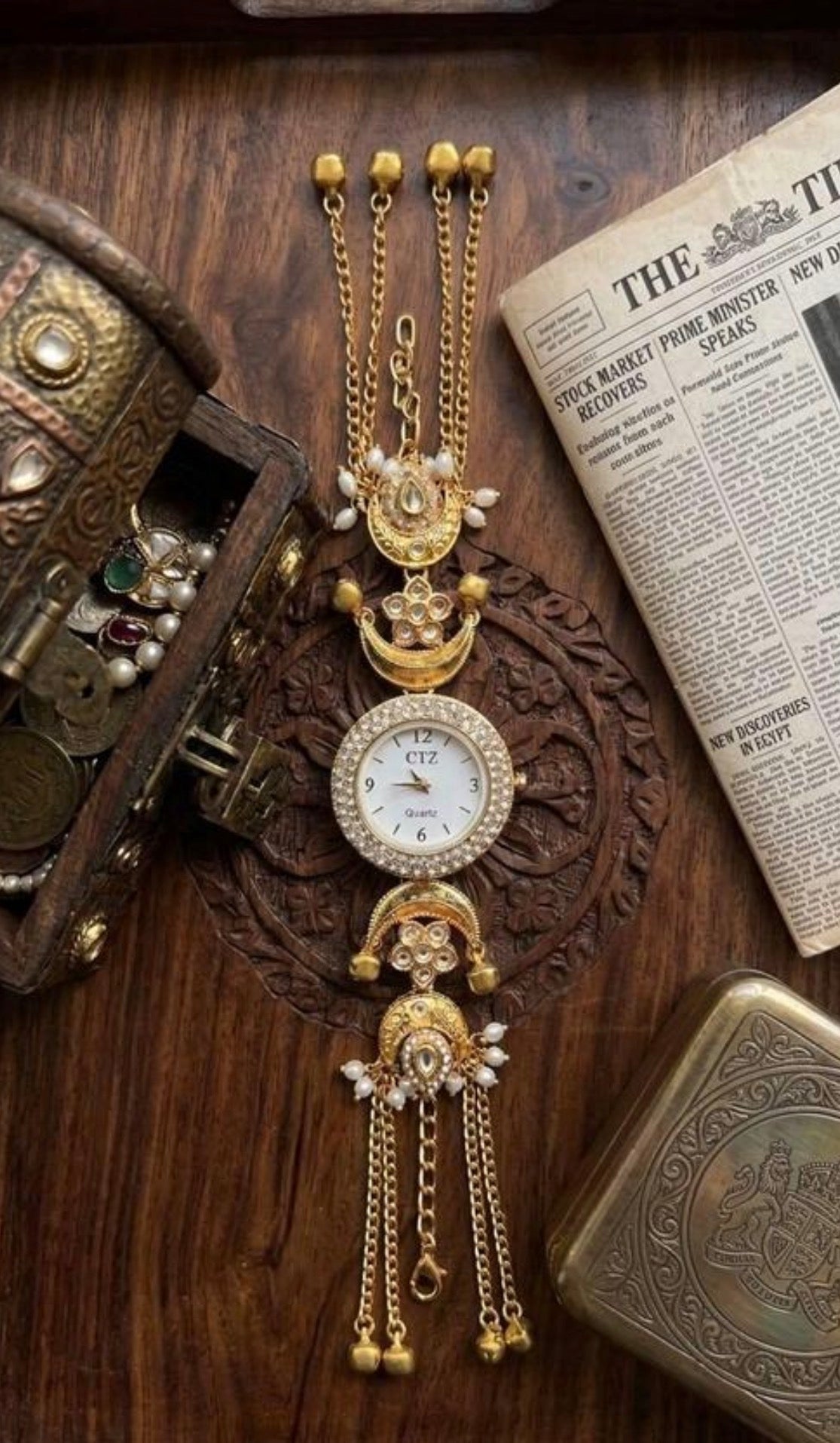 Trending Viral Kundan Ghungroo Kashmiri Watch/Bracelet