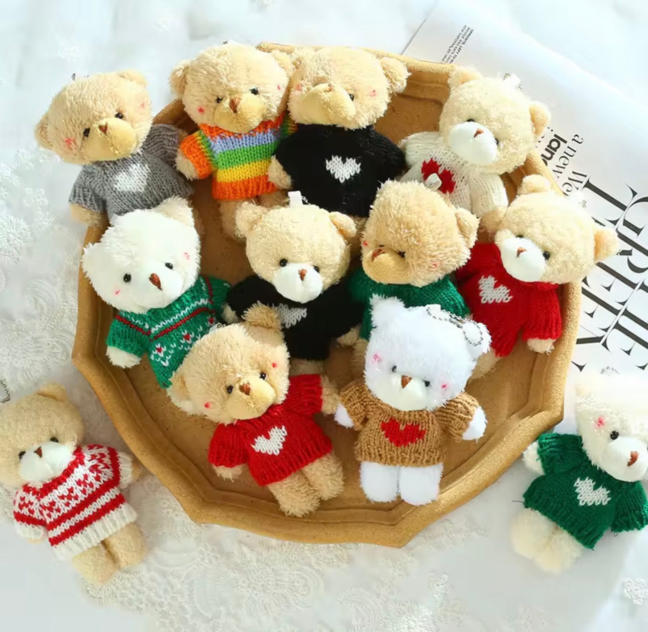 Premium Exclusive Cute Teddybear Keychain with Sweater Outfit / Teddybear Bag Charm