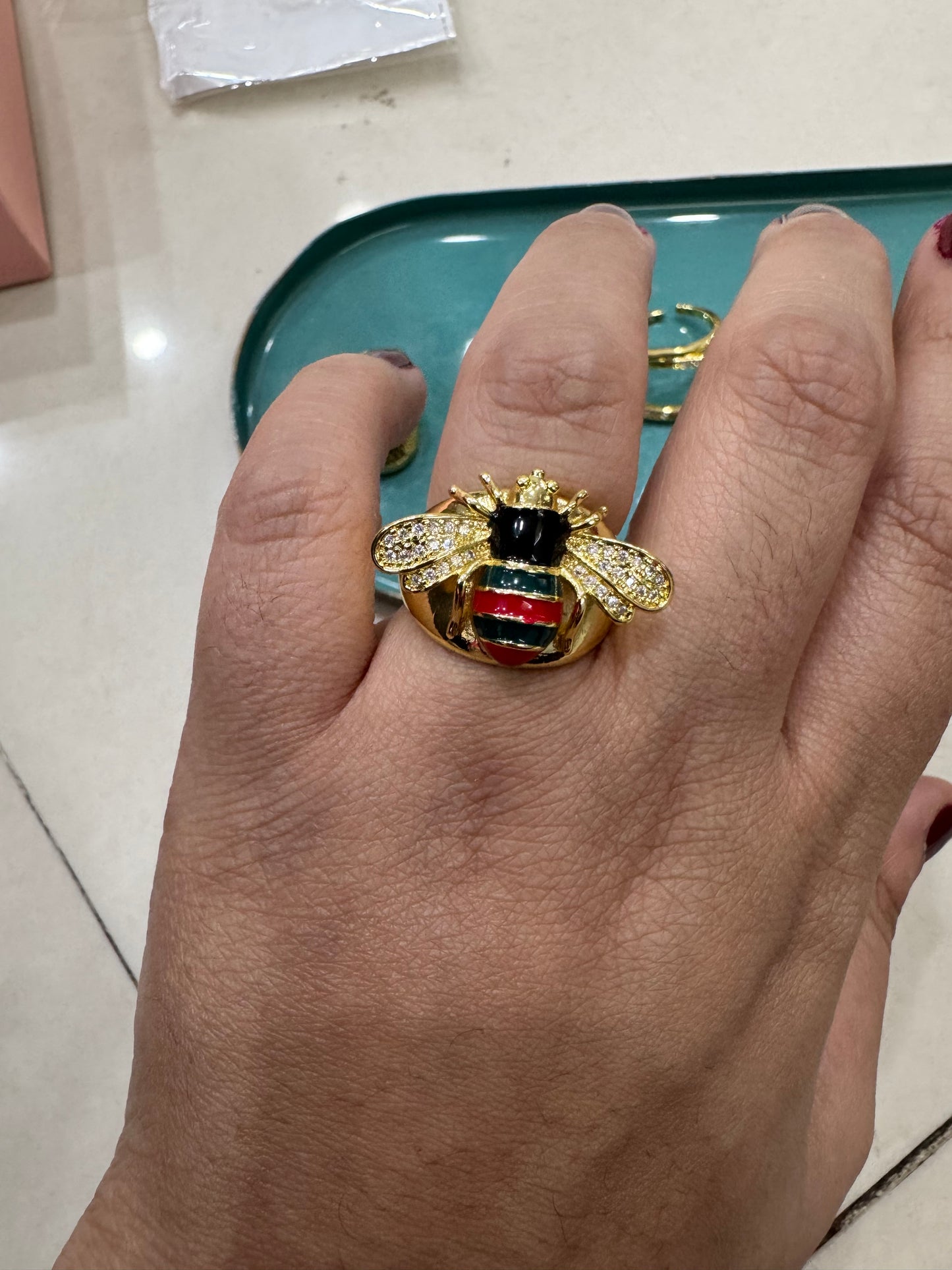 Gold Plated Anti Tarnish Bee Motif Ring