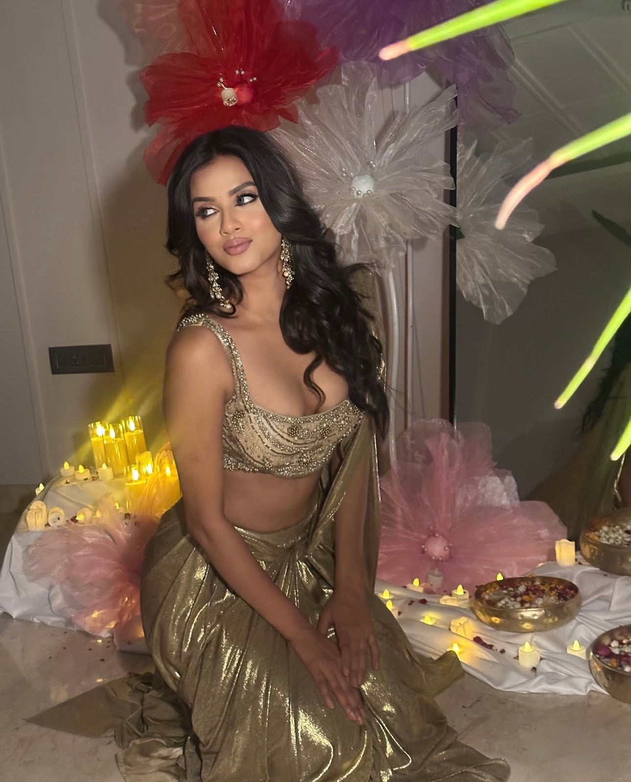 Organza Fabric Flowers (without Stand)