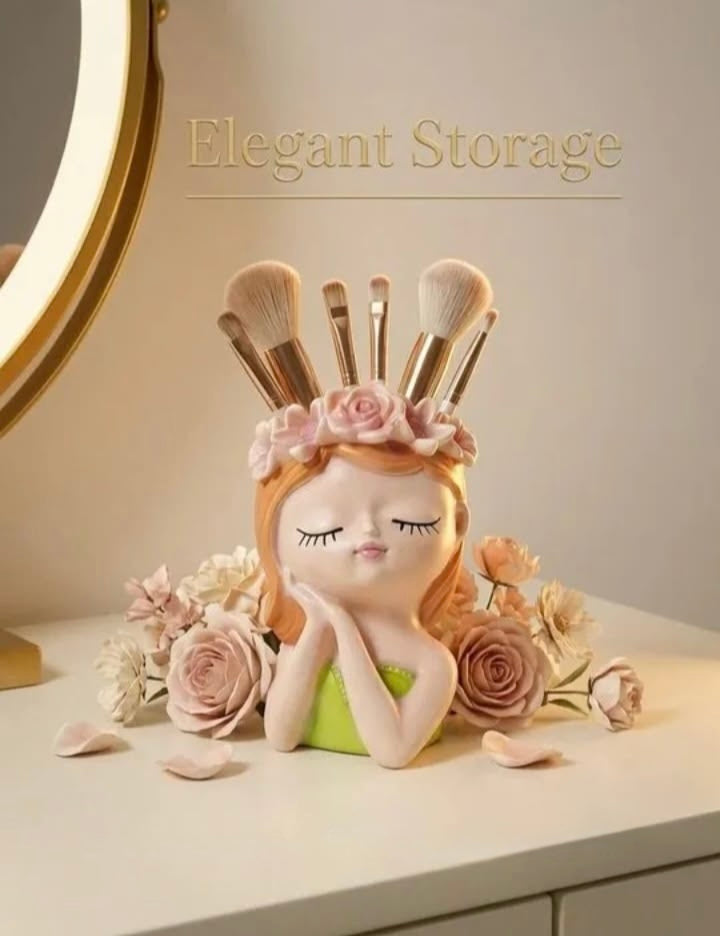 Cute Girl Fairies Planter / Multipurpose Brush Holder / Pencil Holder