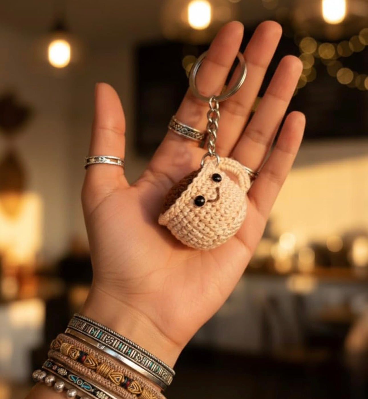 Cute Crochet Coffee Cup Keychain