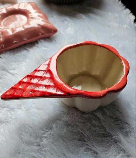 Stylish Ceramic Icecream Cone Shape Bowl