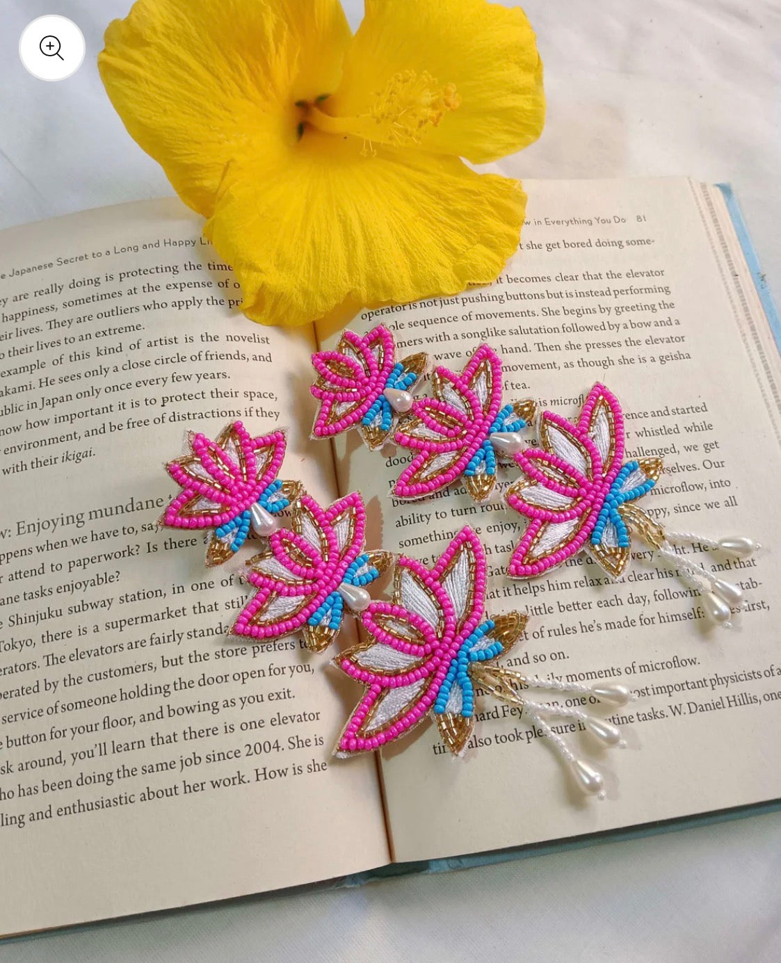 Handmade Beaded Statement Boho Ethnic Lotus Pink Large Earrings