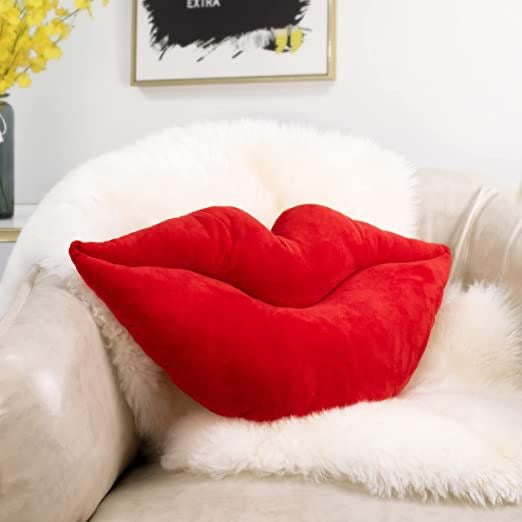 Plush Velvet Red Lips Pillow