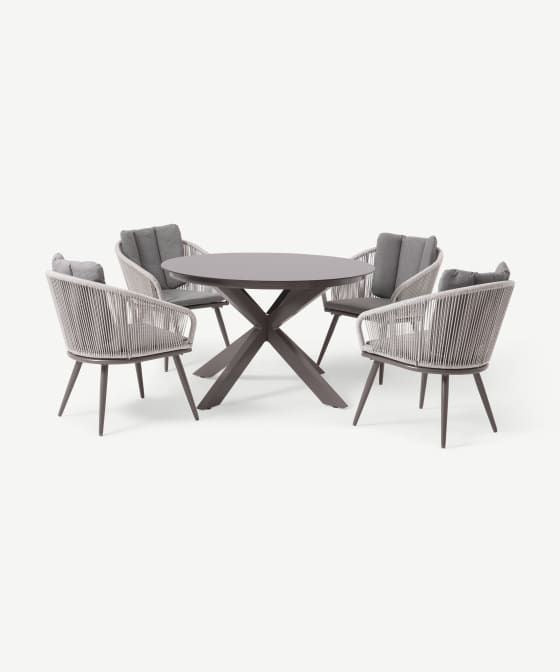 Outdoor Patio Furniture set | 4 Chairs and 1 Round Table